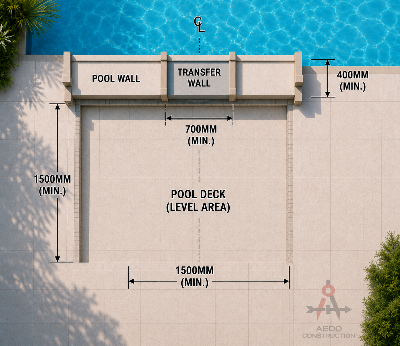 Pool Transfer Wall Plan View