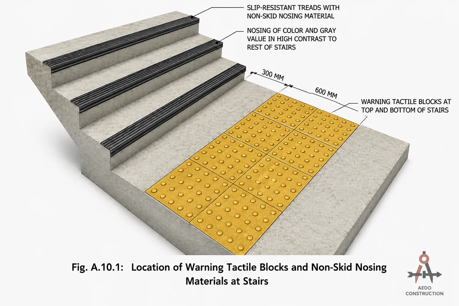 Warning Tactile Blocks at Stairs
