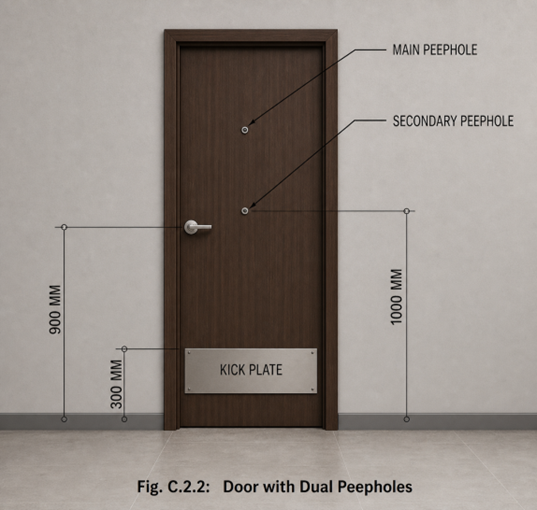 Door with dual peepholes 900mm and 1000mm
