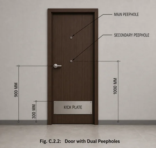 Door with dual peepholes 900mm and 1000mm