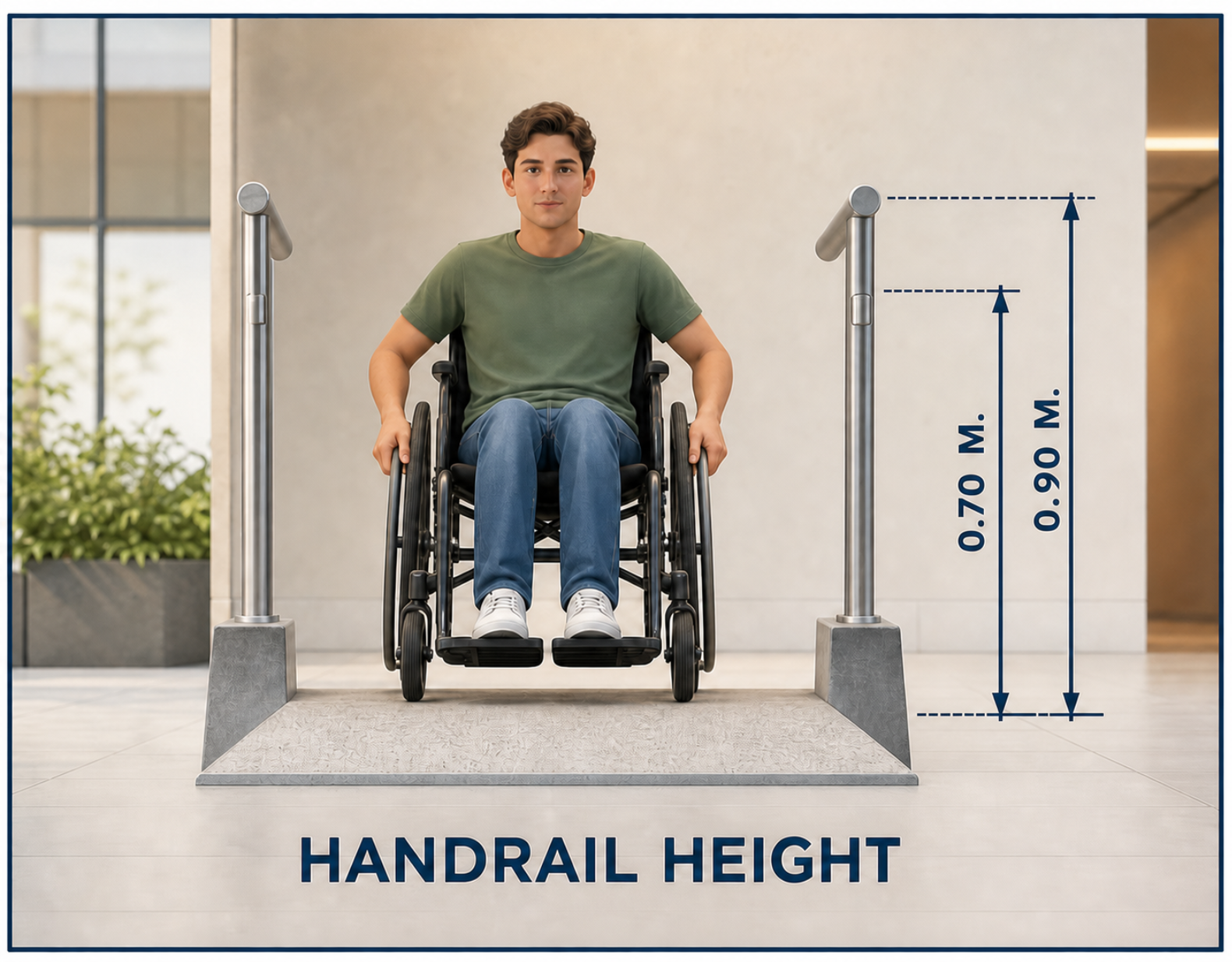 Handrail height 700mm and 900mm