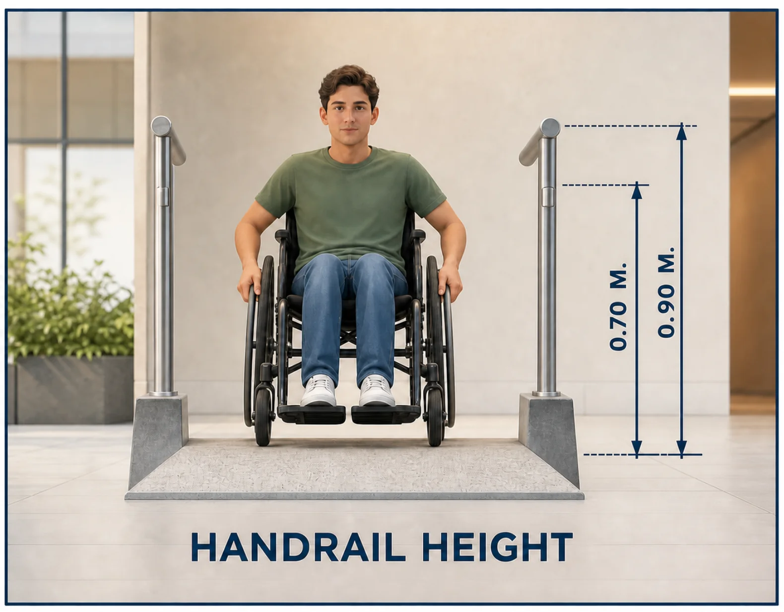 Handrail height 700mm and 900mm
